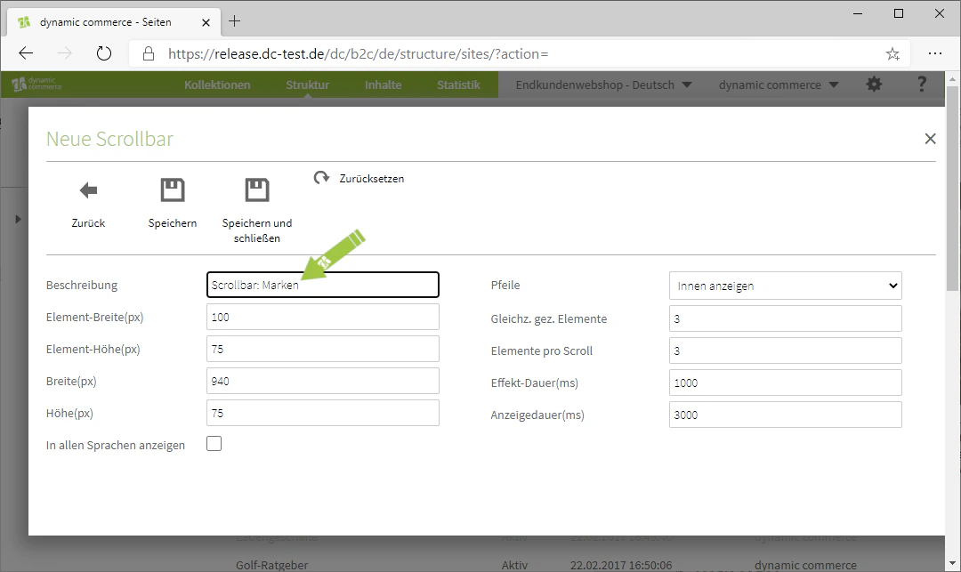 Choose a description for the scrollbar