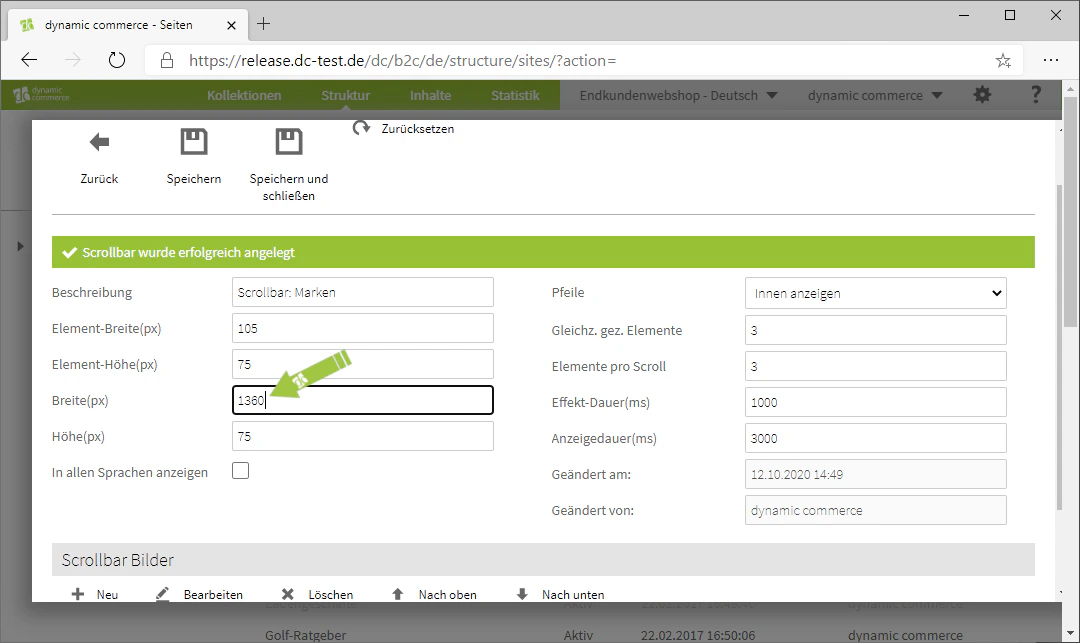 Set the width of the scrollbar