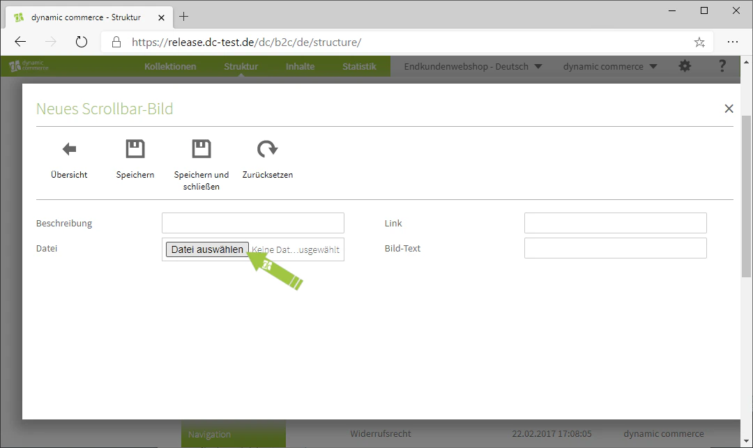 Select file for scrollbar