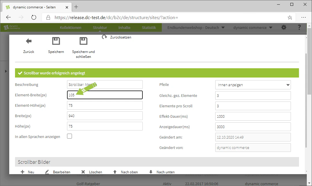 Set element width