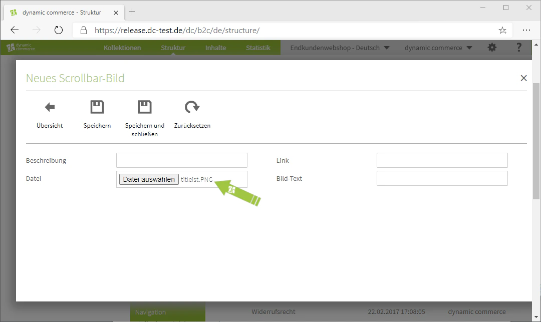 Uploaded image in the scrollbar