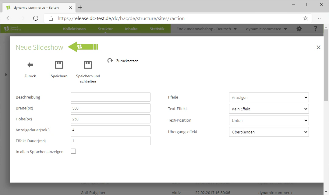 New Slideshow window