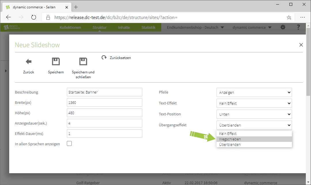 Select image transition effect