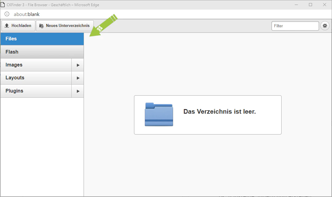 Liste der Unterverzeichnisse im Dateibrowser