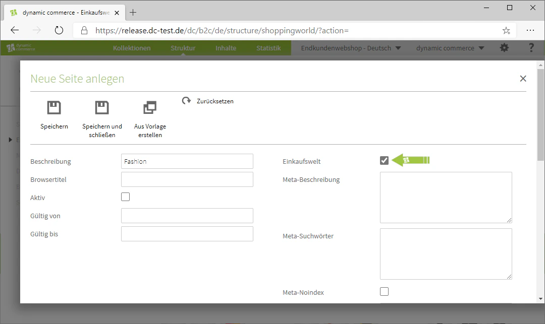 Check the Shopping World checkbox