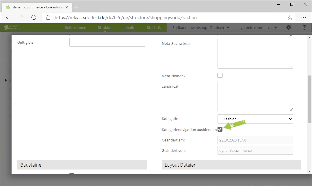 Hide category navigation