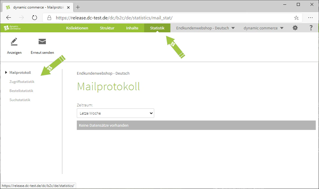 Der Statistik-Tab mit Performance-Daten