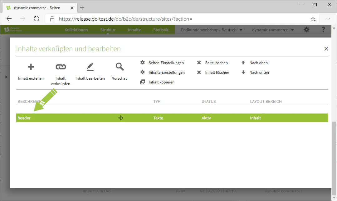 Vorhandenen Inhalt durch Doppelklick bearbeiten
