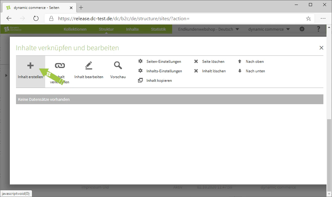 Neuen Inhalt erstellen