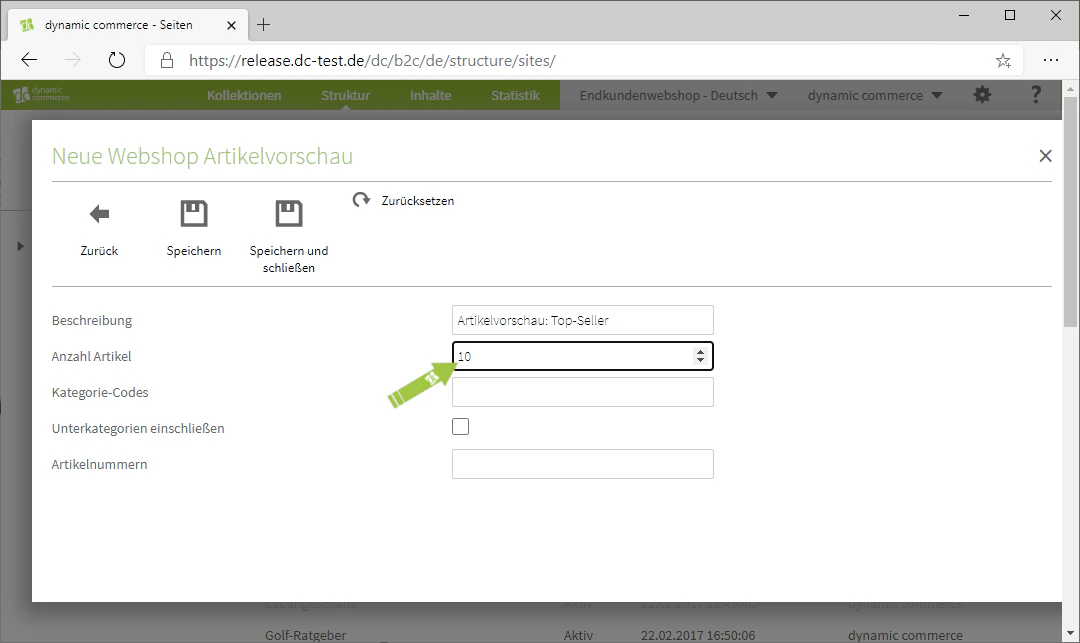 Anzahl der Artikel in der Scrollbar festlegen