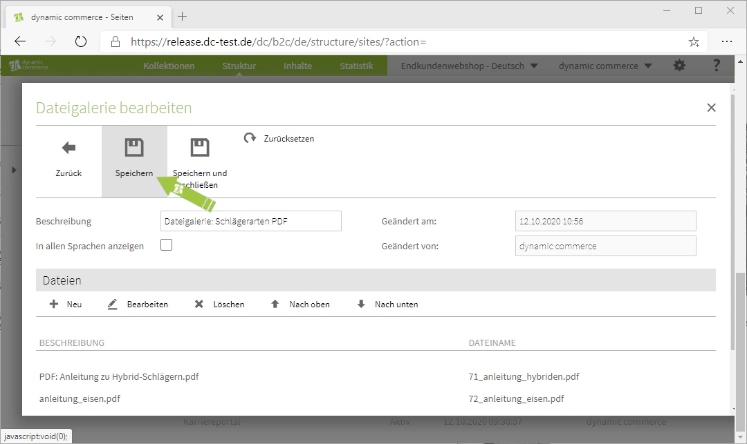 Example view of a completed file gallery