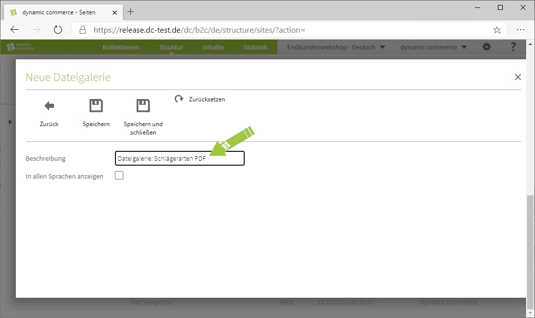 Maintain the description of the file gallery
