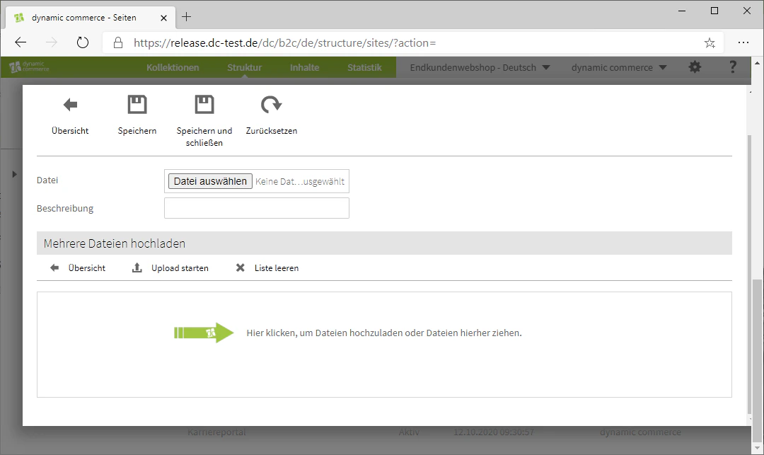 Upload files via drag and drop