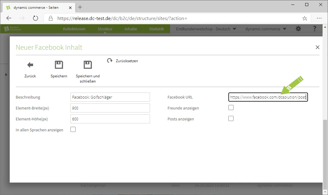 Facebook-URL einfügen