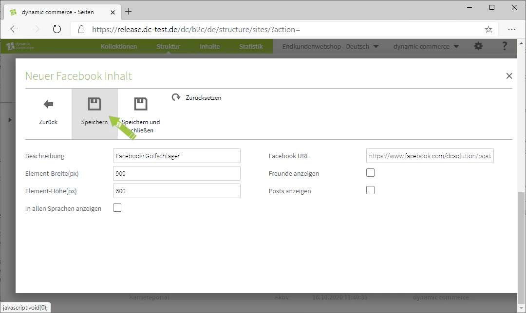 Facebook Inhalt speichern