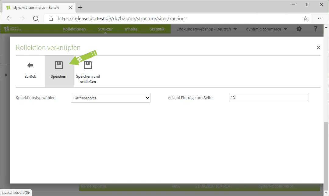 Verknüpfung speichern