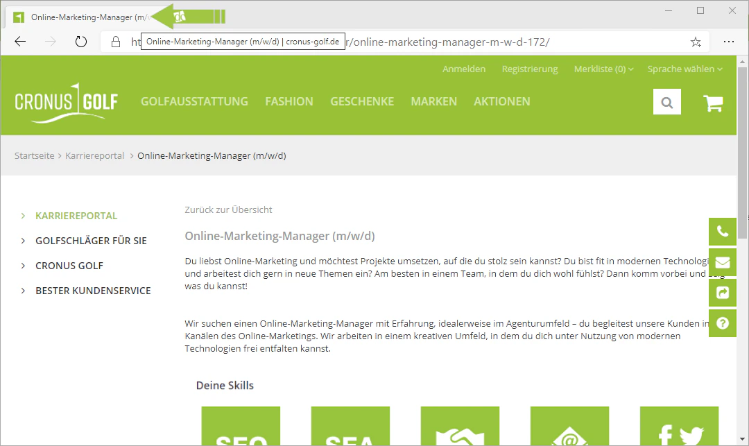 Beispiel Browsertitel im Browser-Tab