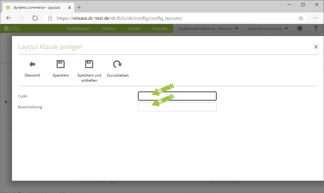 Code und Beschreibung der Layout Klasse