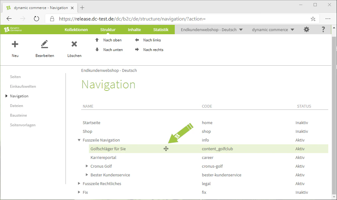 Navigationspunkt einem Oberpunkt zugeordnet