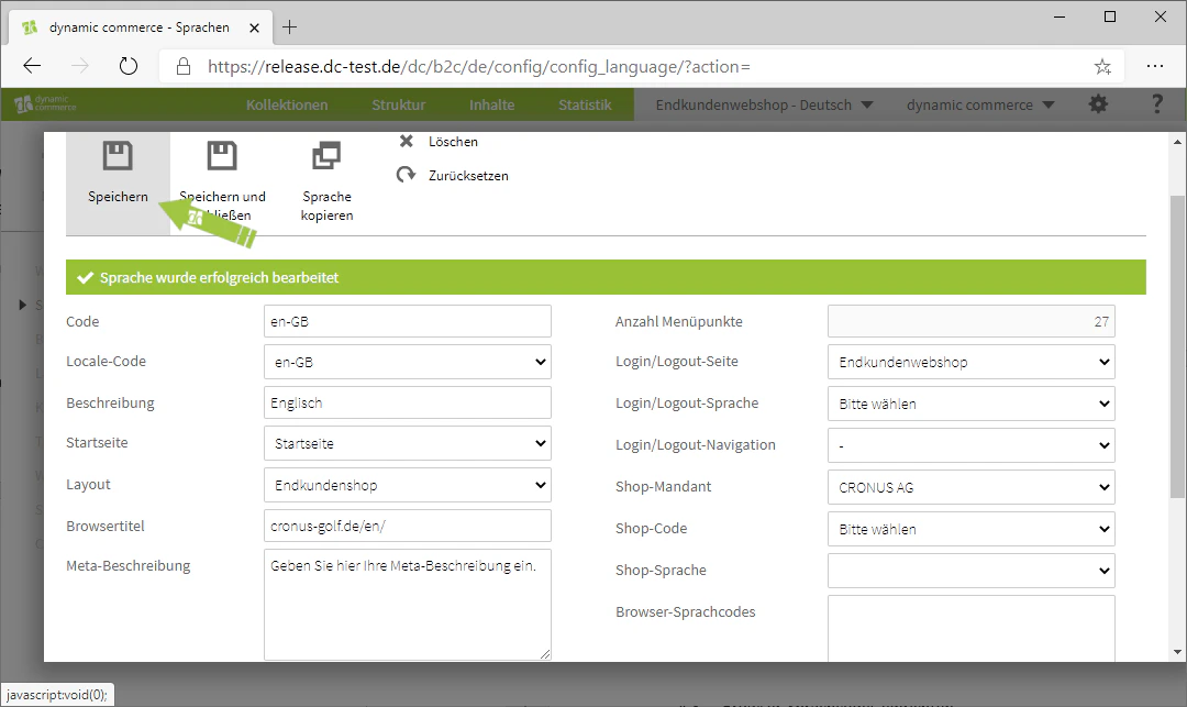 Save language