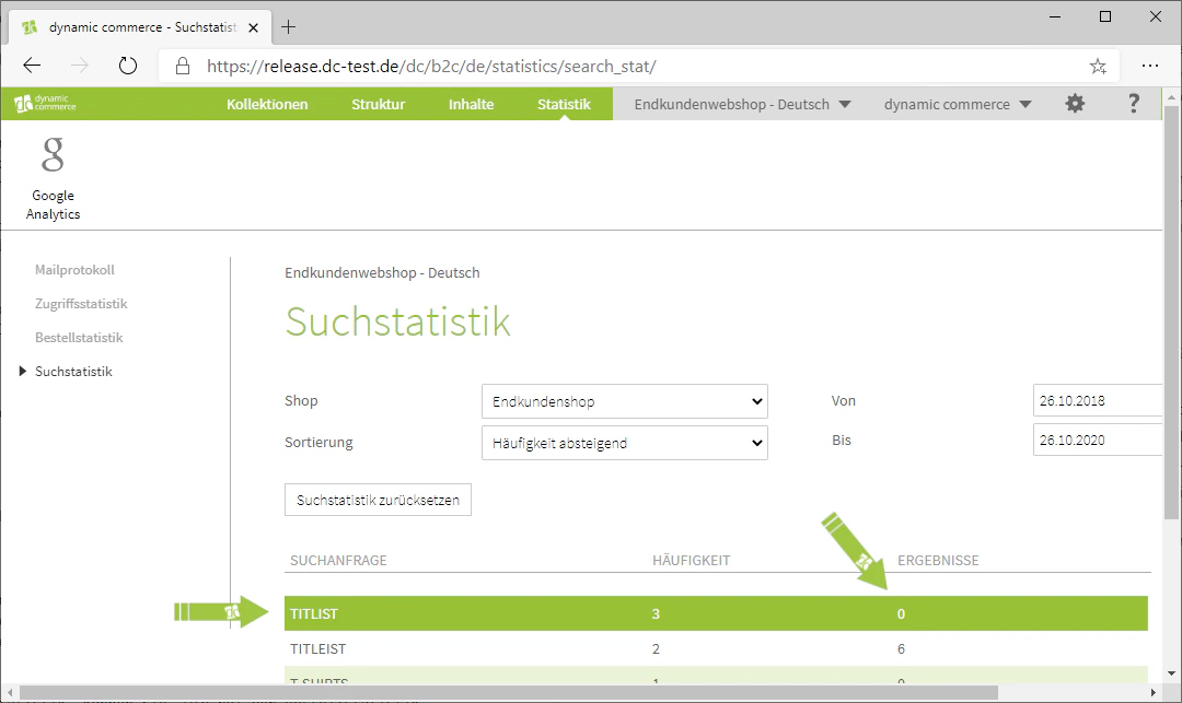 Beispiel: Tippfehler in der Suche