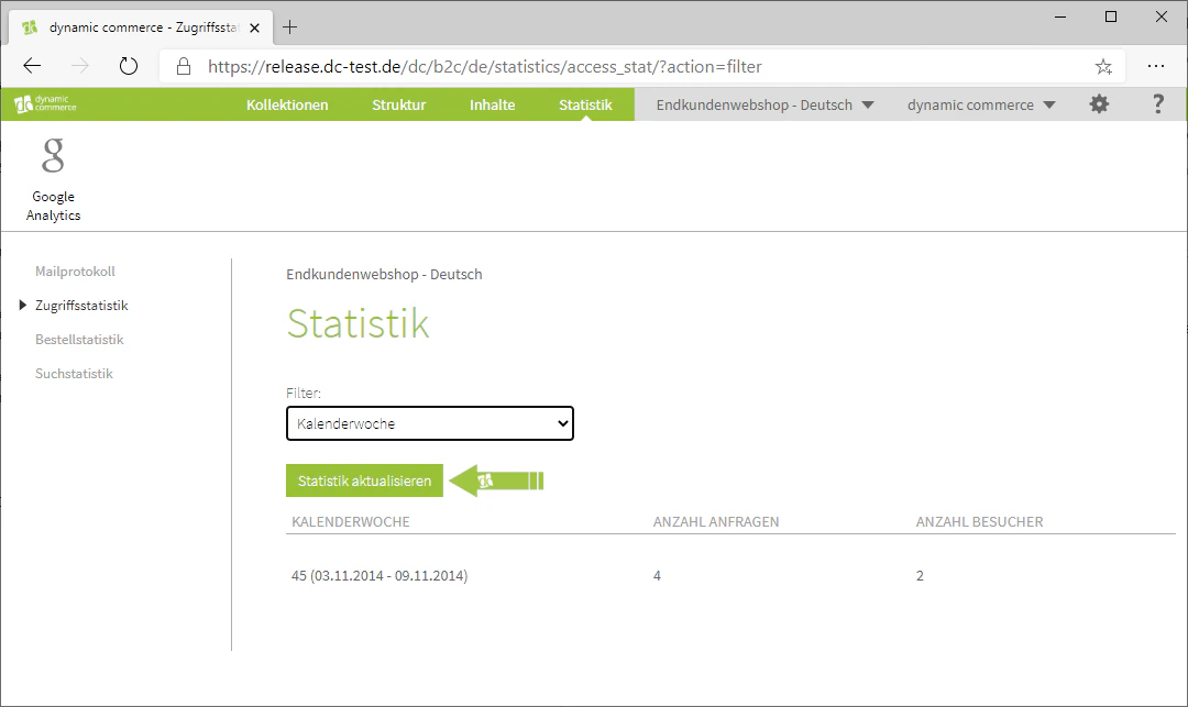 Beispielfilter Zugriffsstatistik