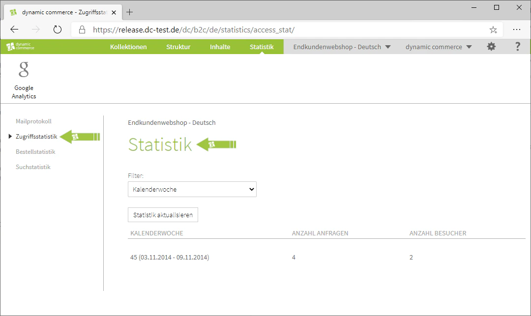 Zugriffsstatistik Übersicht
