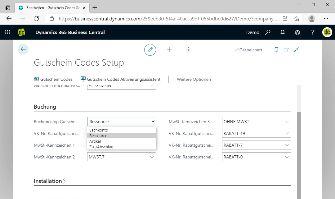 Posting Type selection menu