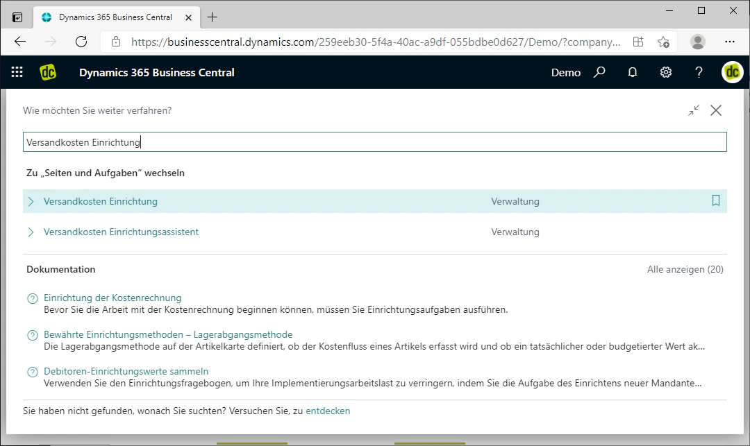 Navigation to the Shipping Costs Setup