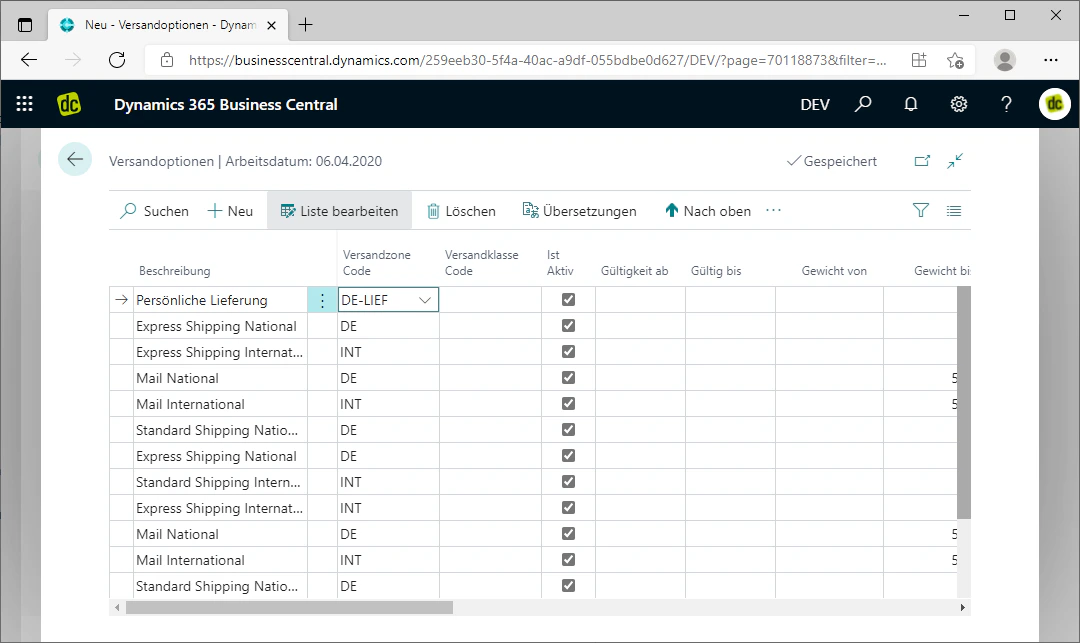 Create shipping option