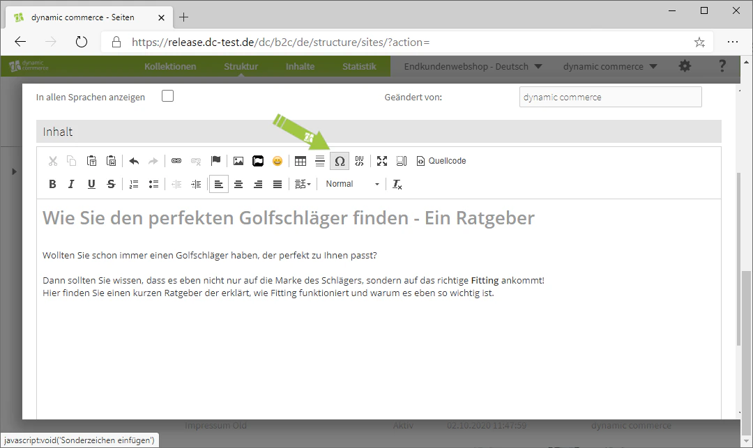 Sonderzeichen einfügen