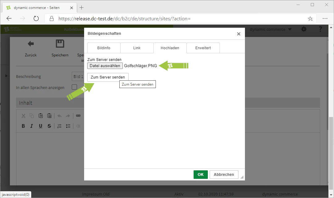 Datei zum Server senden