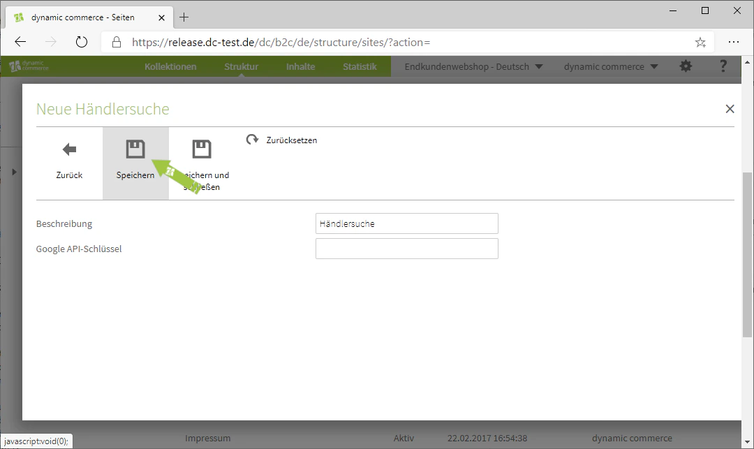 Speichern der Händlersuche
