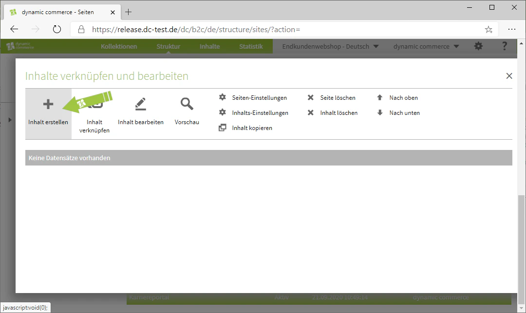Neuen Inhalt erstellen