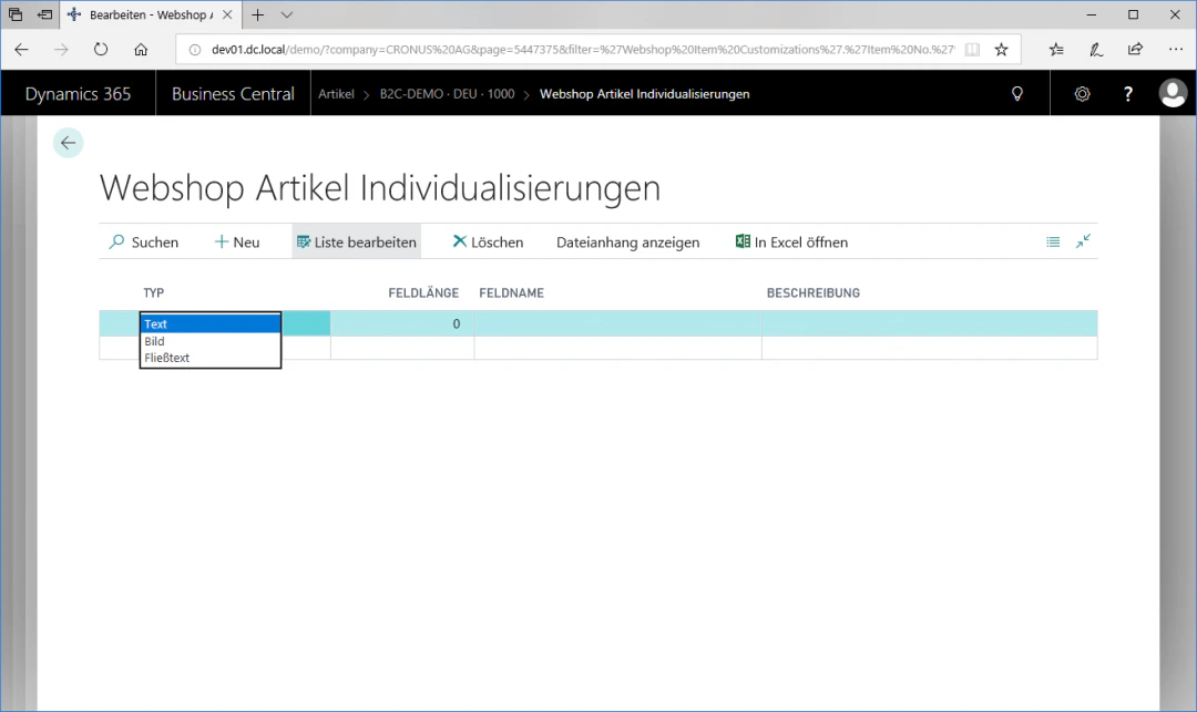 Konfiguration der Individualisierung
