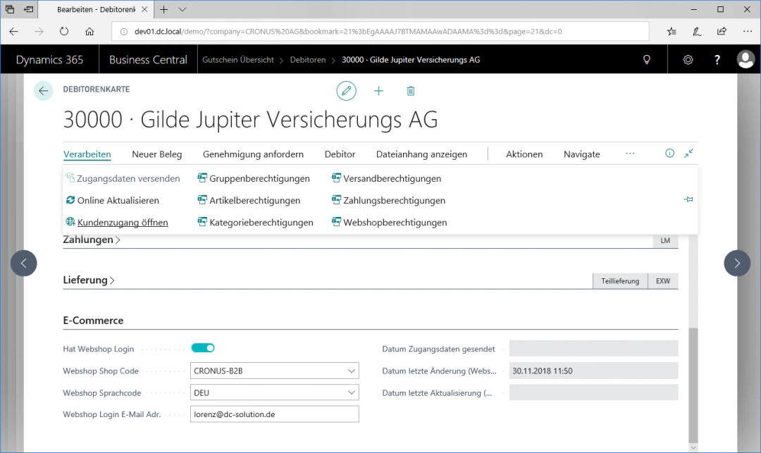 Kundenzugang testen