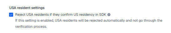 Verification level - USA residents rejected
