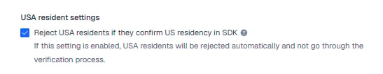 Verification level - USA residents rejected