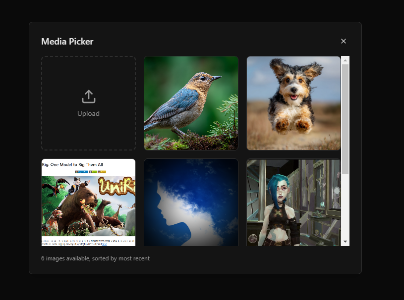 Media picker for selecting reference images