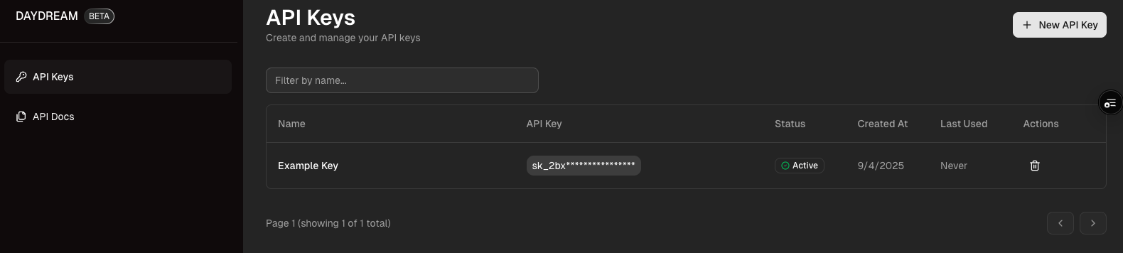API Key Dashboard