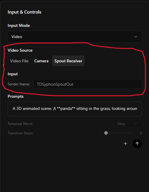 Spout Receiver settings