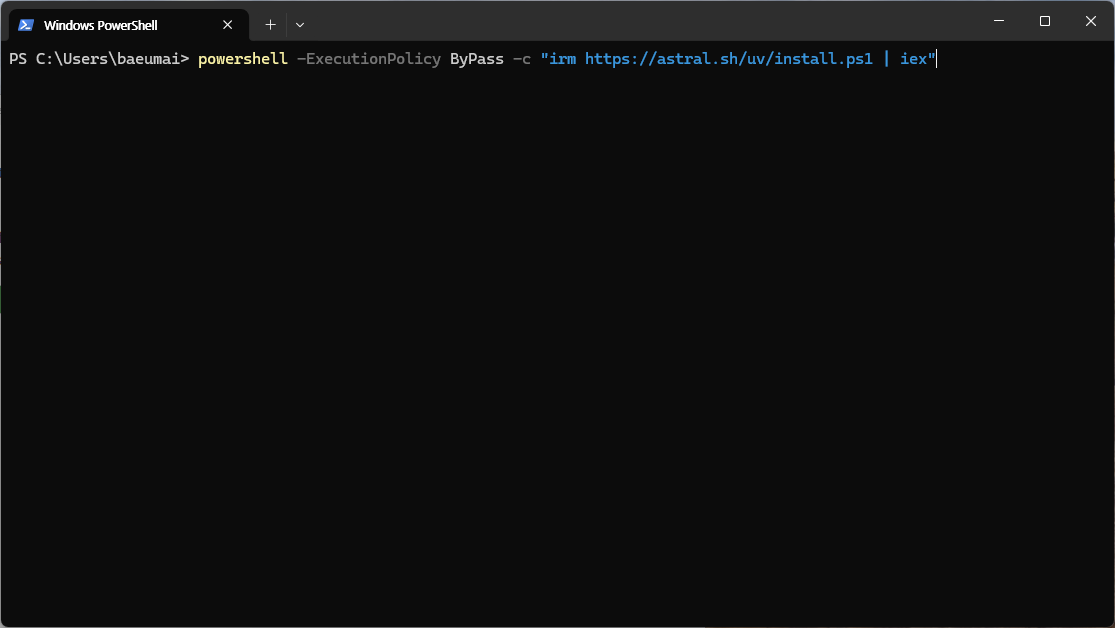 PowerShell에서 설치 스크립트 실행