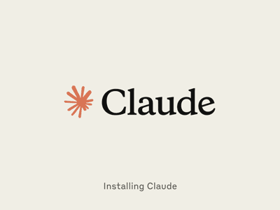 설치 진행 중 - Claude 로고와 Installing Claude 메시지가 표시됩니다
