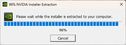 설치 파일 압축 해제 진행 중 (96%)