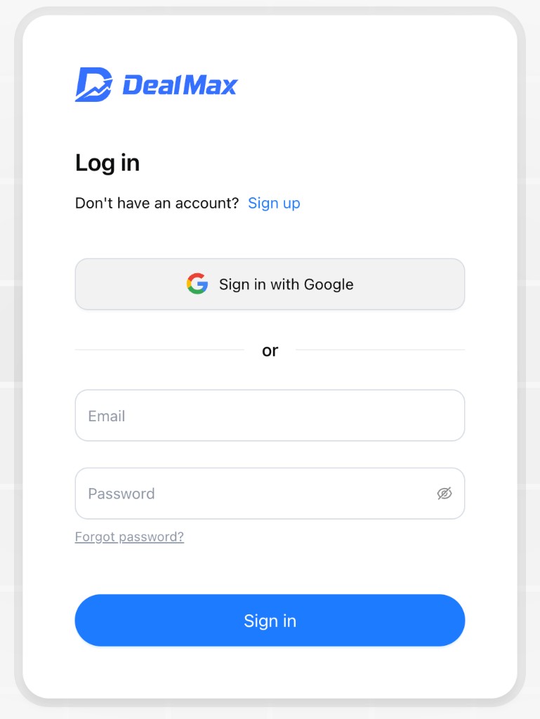 Sign in to DealMax with Google