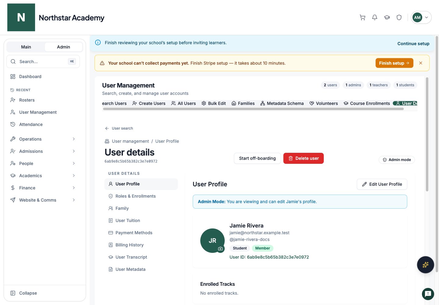 Northstar demo: User Details — User Profile