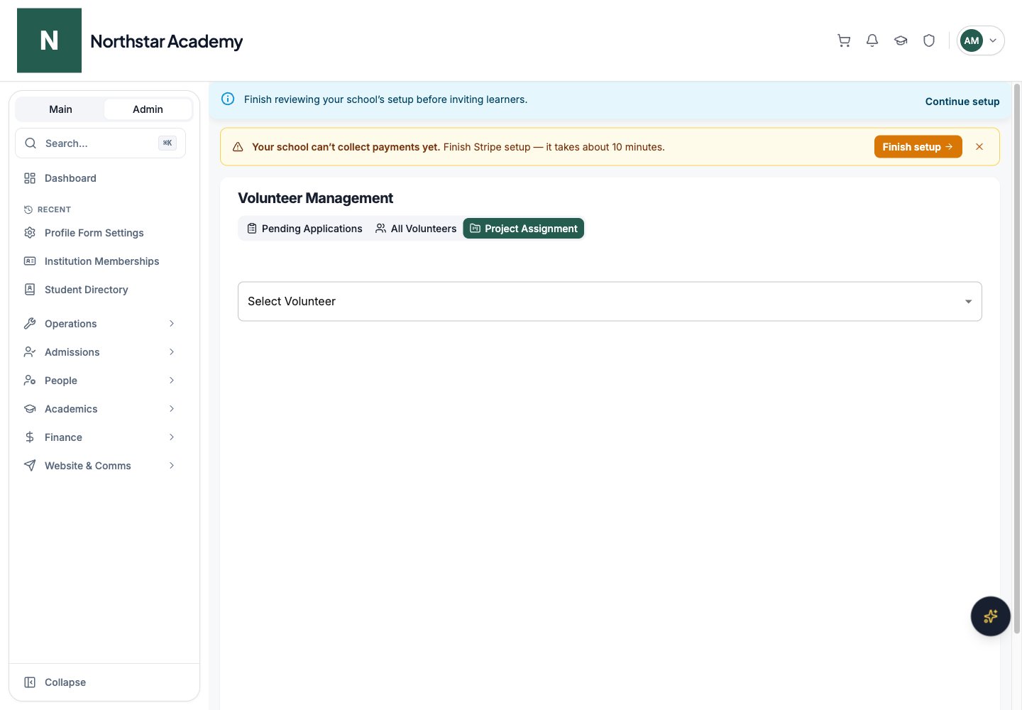 Northstar demo: Volunteer Management — Project Assignment