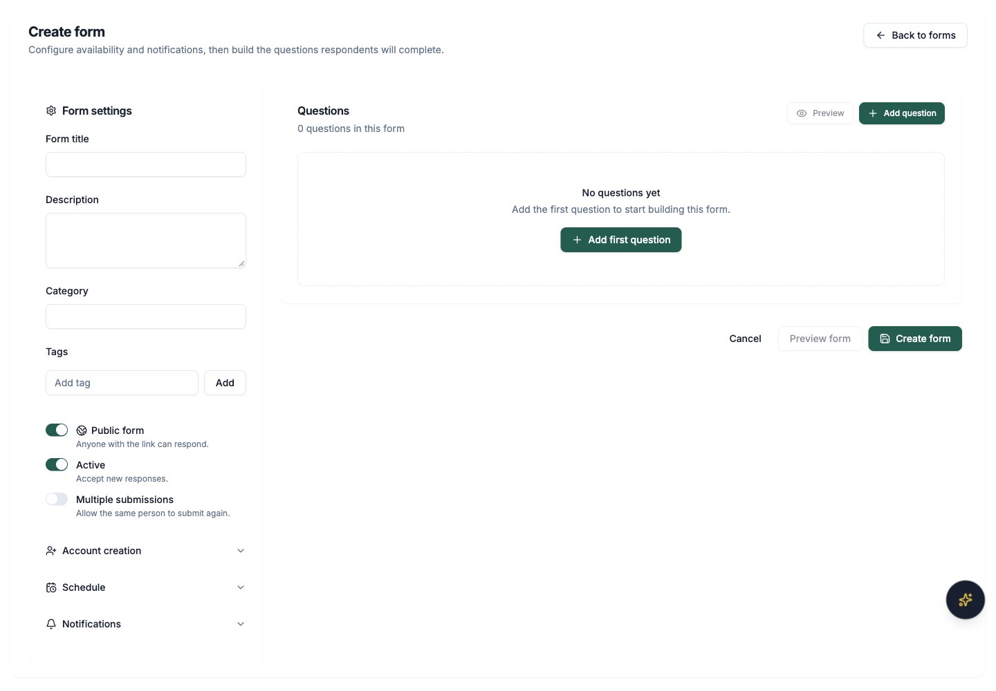 Northstar demo: Create form