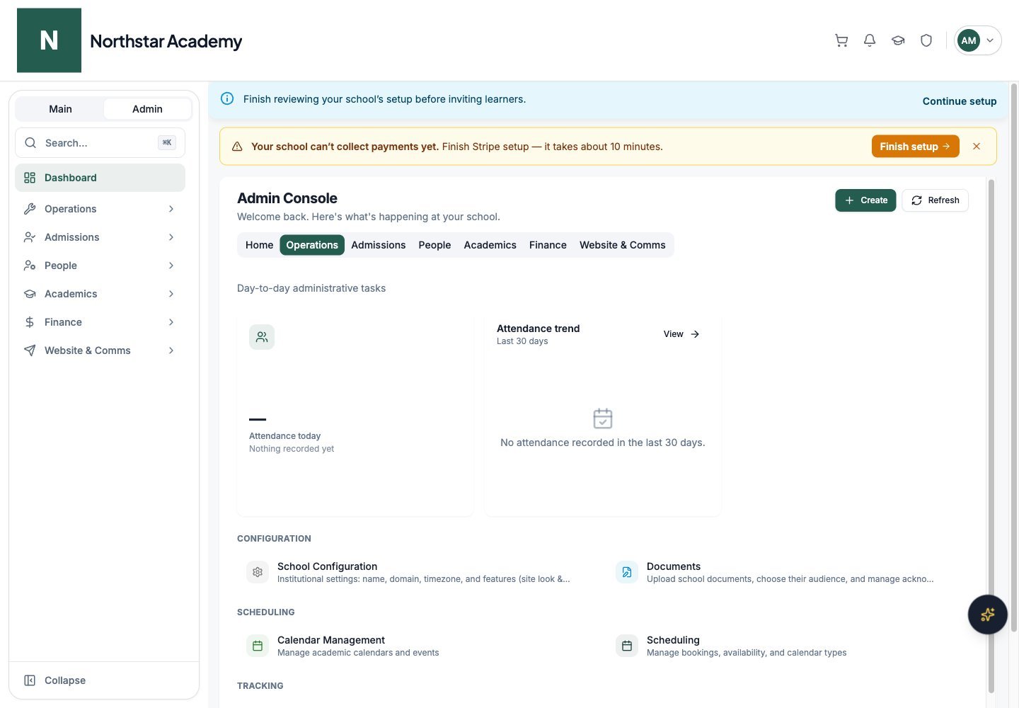 Northstar demo: Admin Console — Operations