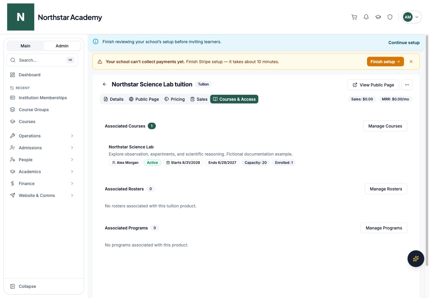 Northstar demo: Product details — Courses & Access